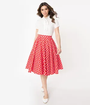 1950s Style Red & White Polka Dot Swing Skirt