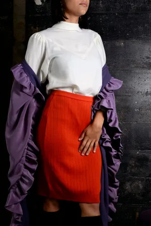 1970's Salvatore Ferragamo Orange Stretch Pencil Skirt