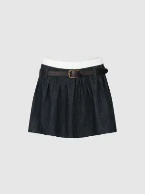 2 In 1 Mini Denim Skirt With Belt