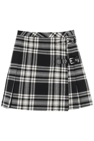 Alessandra rich tartan mini skirt with buckles