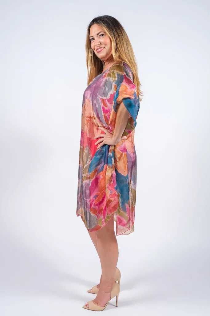 Alessia Lily Watercolor Silk Kaftan Dress (DQ202LW)