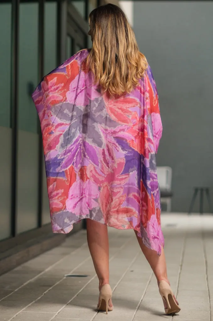 Alessia Lily Watercolor Silk Kaftan Dress (DQ202LW)