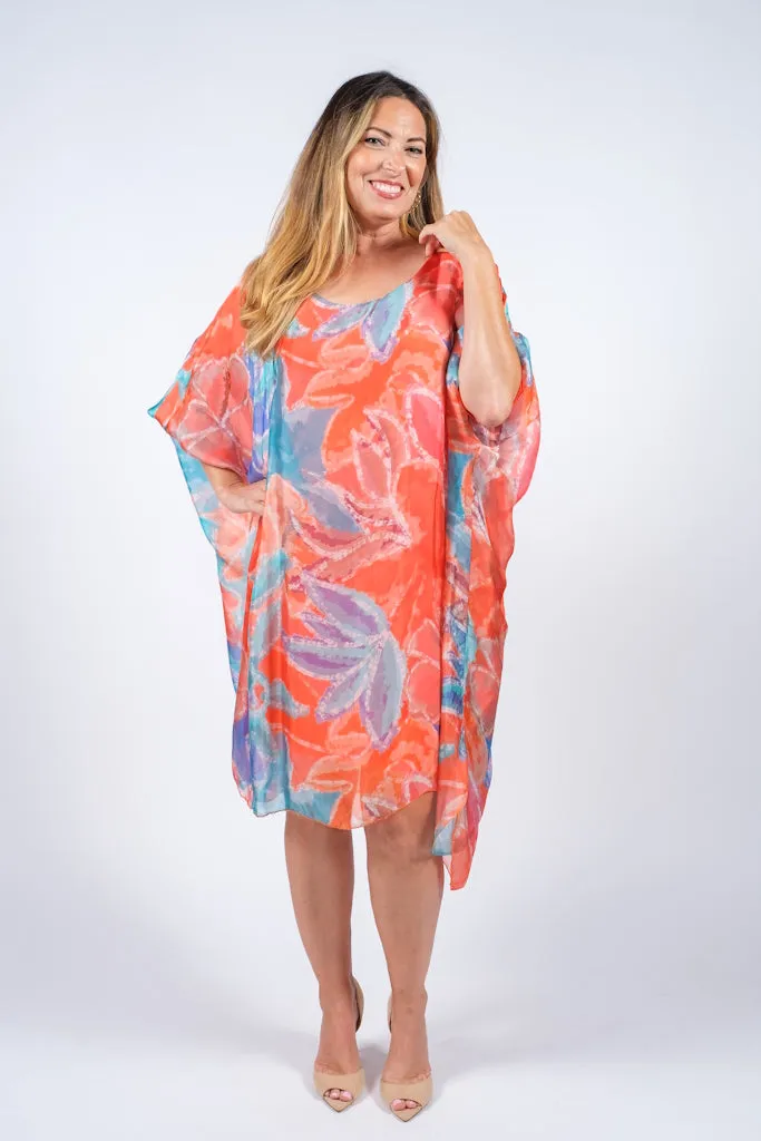 Alessia Lily Watercolor Silk Kaftan Dress (DQ202LW)