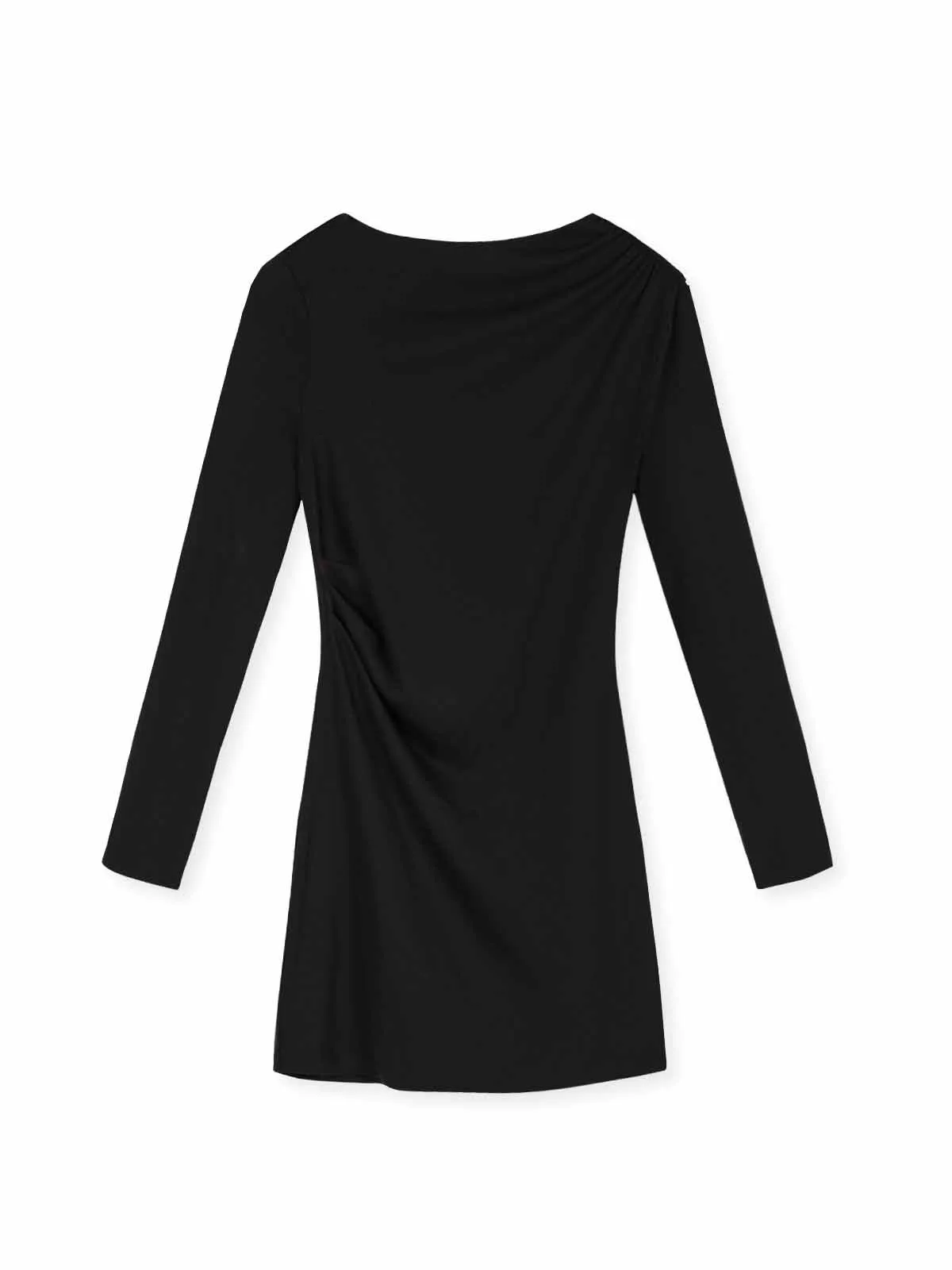 ASOBIO Asymmetrical Long-Sleeve Mockneck Knit Mini Dress