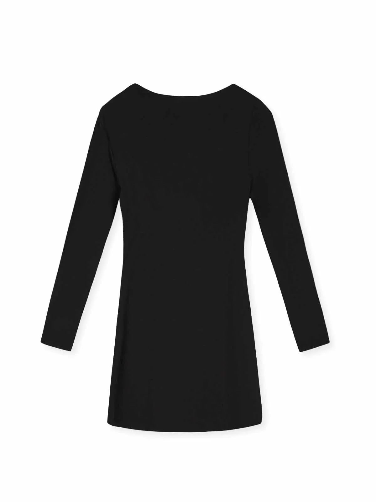 ASOBIO Asymmetrical Long-Sleeve Mockneck Knit Mini Dress