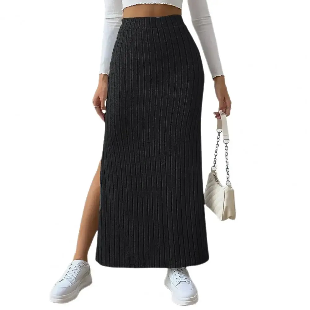 Autumn Winter Slim Knitting High Waist Long Skirt