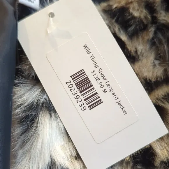 BB Dakota Wild Thing Snow Winter Jacket Black Tan Leopard Soft Faux Fur Size M