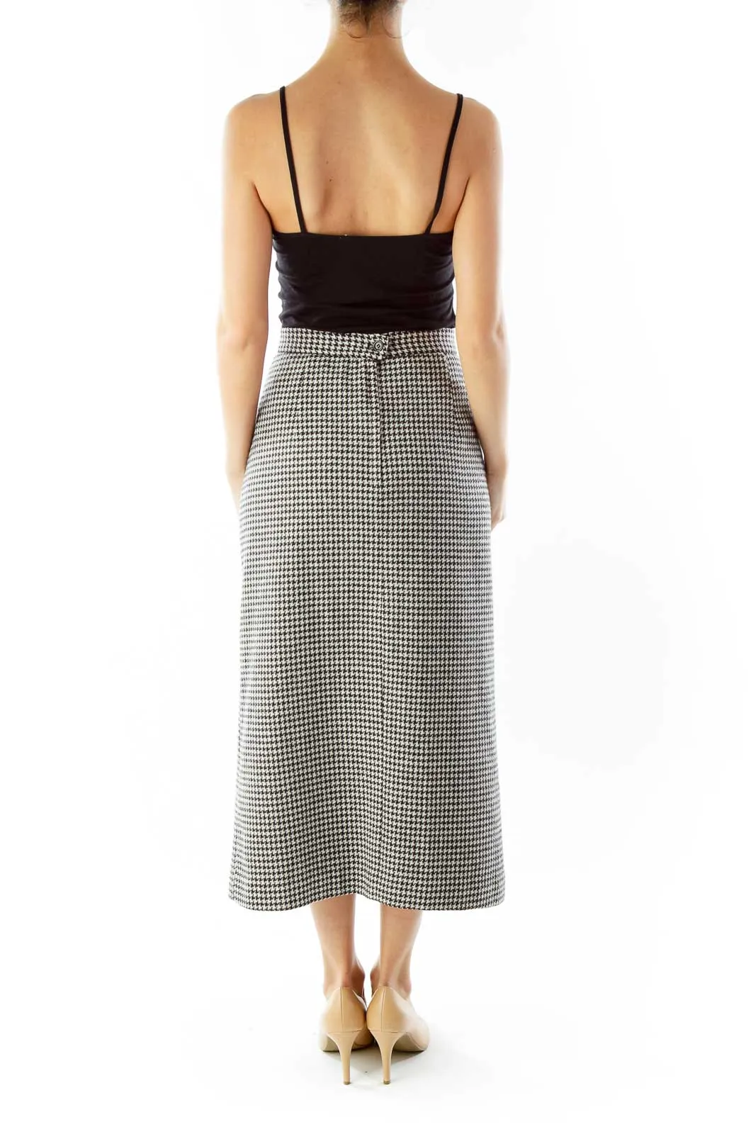 Black White Houndstooth Vintage Skirt