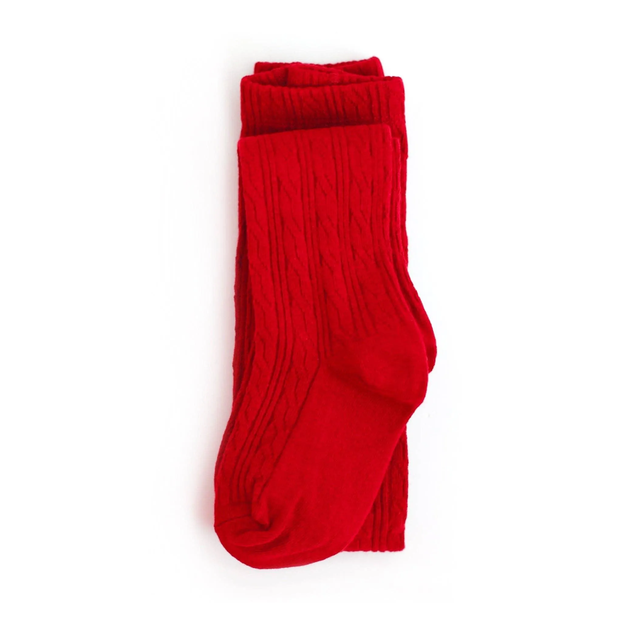 Cable Knit Tights | Bright Red | Little Stocking Co.