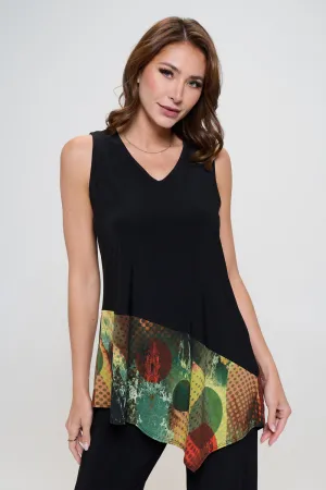 Chic Contrast V-Neck Sleeveless Tank-2062HT-TRP1-C-W412