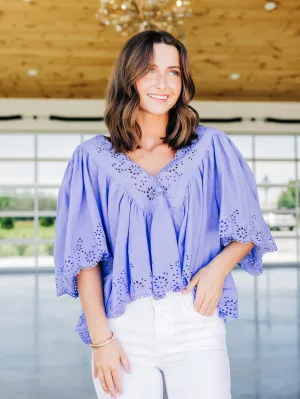 Costa Eyelet Periwinkle Top