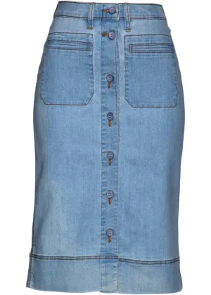 Denim skirt with buttons Bpc Selection, blue