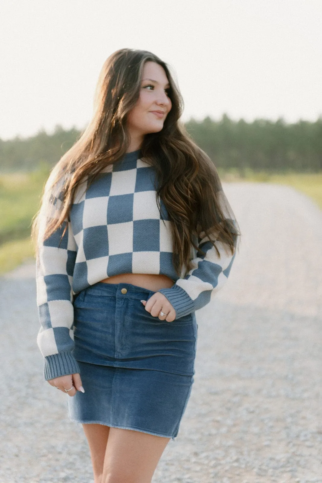 Dusty Blue Corduroy Mini Skirt