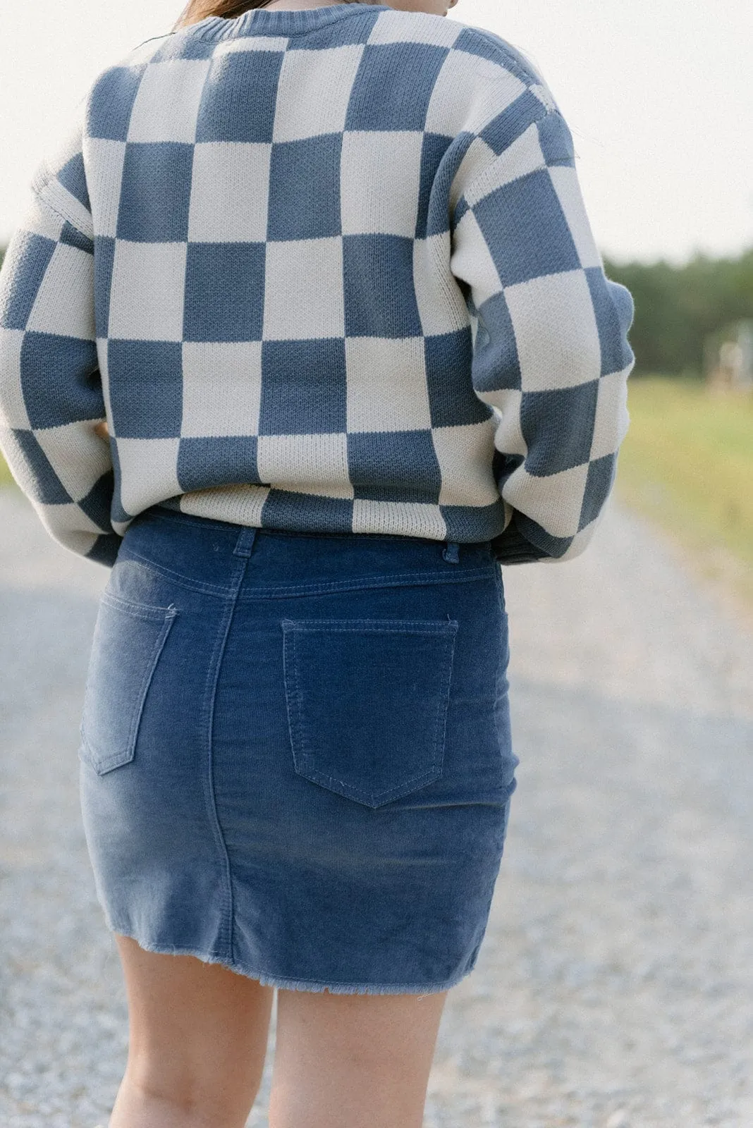 Dusty Blue Corduroy Mini Skirt