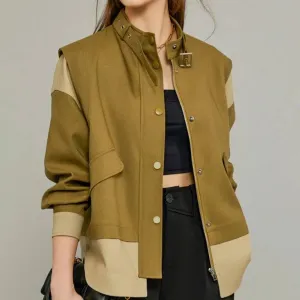 Elora Long Sleeve Patchwork Two-Tone Coats