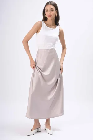 Grey Pencil Silk Skirt