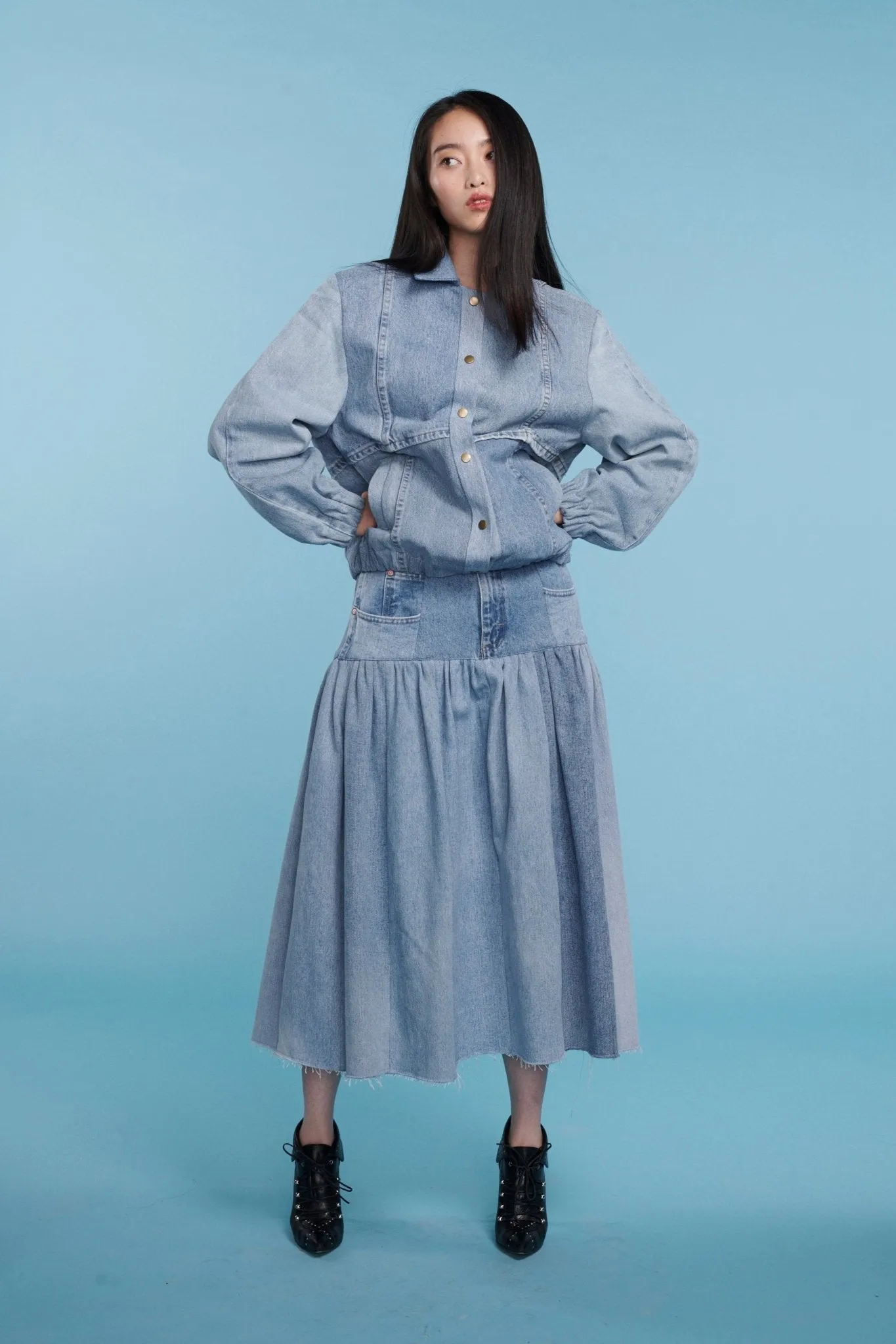 Harvard Denim Skirt Light Blue