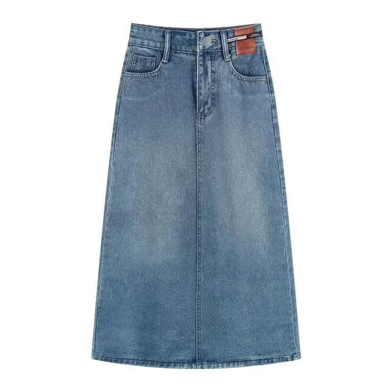 High Waist Jeans Skirt Straight Side Split A-line Pencil Skirt