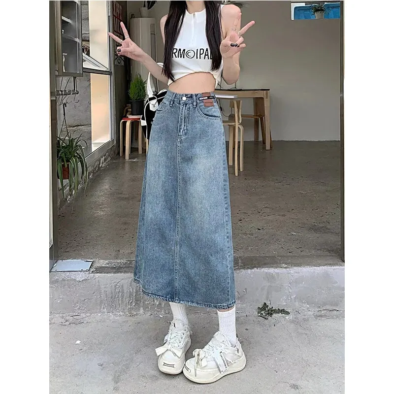 High Waist Jeans Skirt Straight Side Split A-line Pencil Skirt