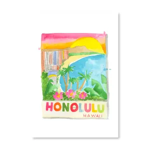 Honolulu Matchbook Illustration Print