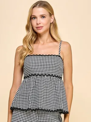 Houndstooth Peplum Top