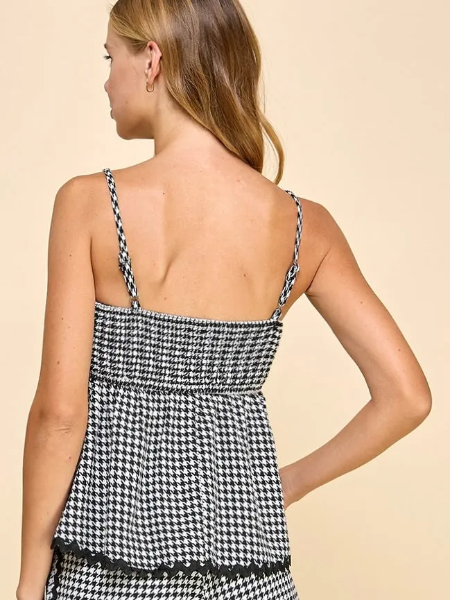 Houndstooth Peplum Top