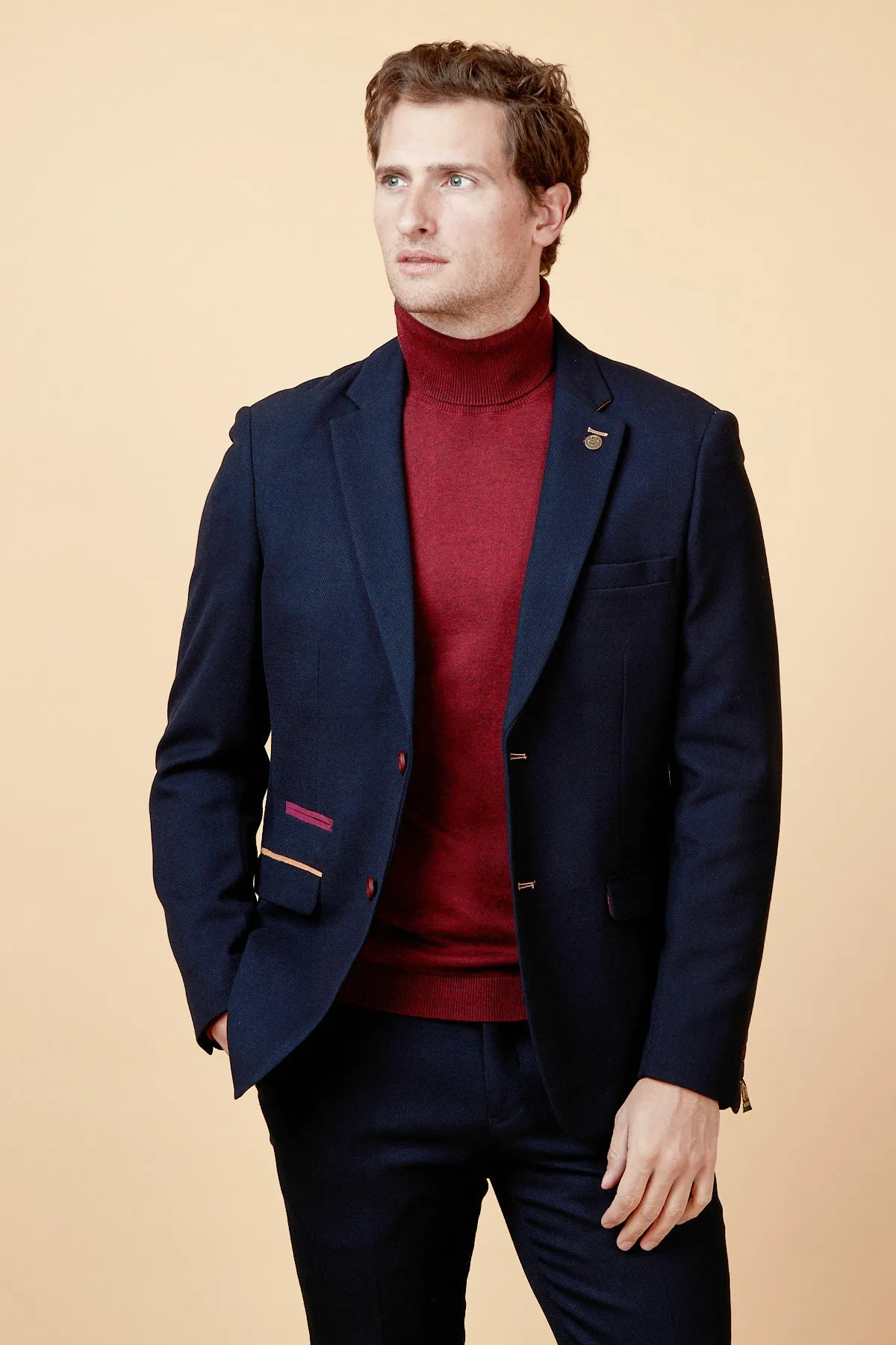 JD4 - Navy Contrast Trim Blazer