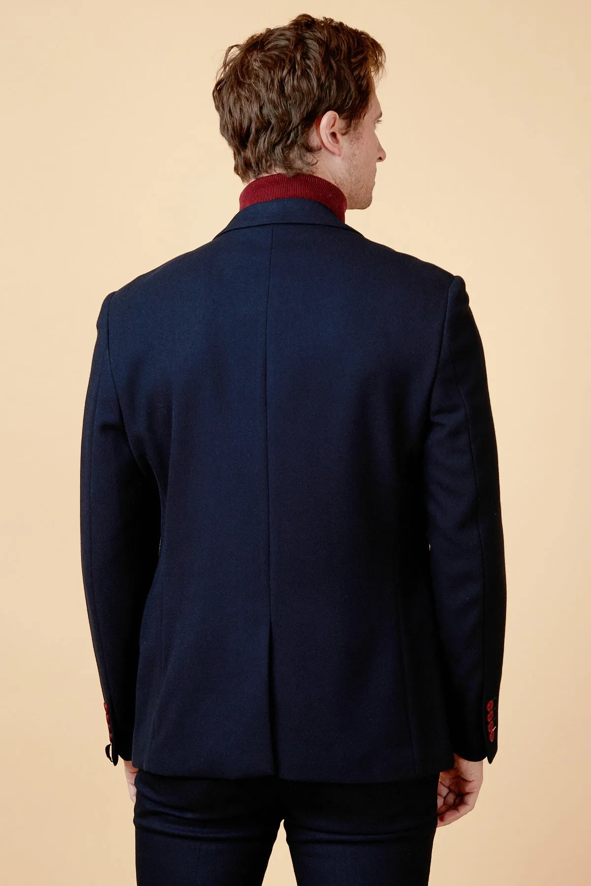 JD4 - Navy Contrast Trim Blazer