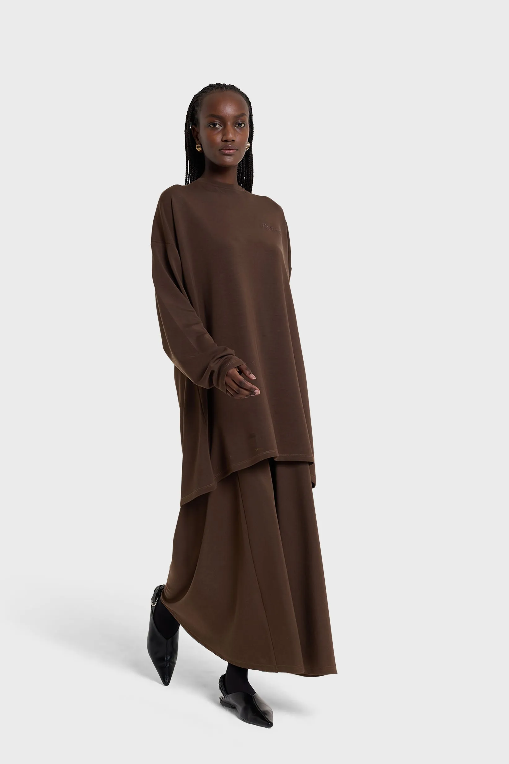 Jersey Modal Skirt | Deep Brown