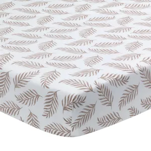 Lambs & Ivy Signature Organic Fitted Crib Sheet - Taupe Leaves