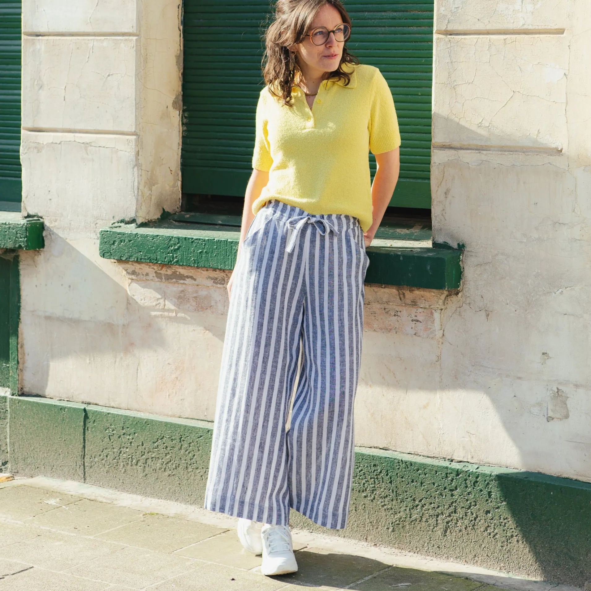 LAST ONE in M - Inca Stripe Pants - Blue Stripes