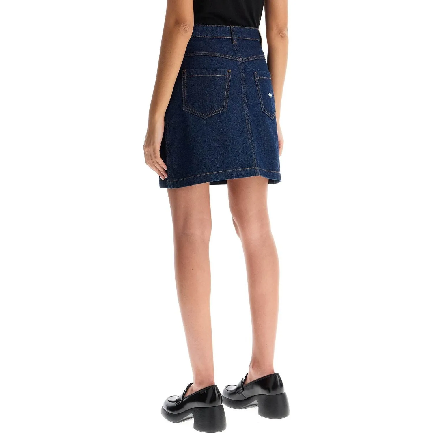 Maison Kitsune japanese denim mini skirt