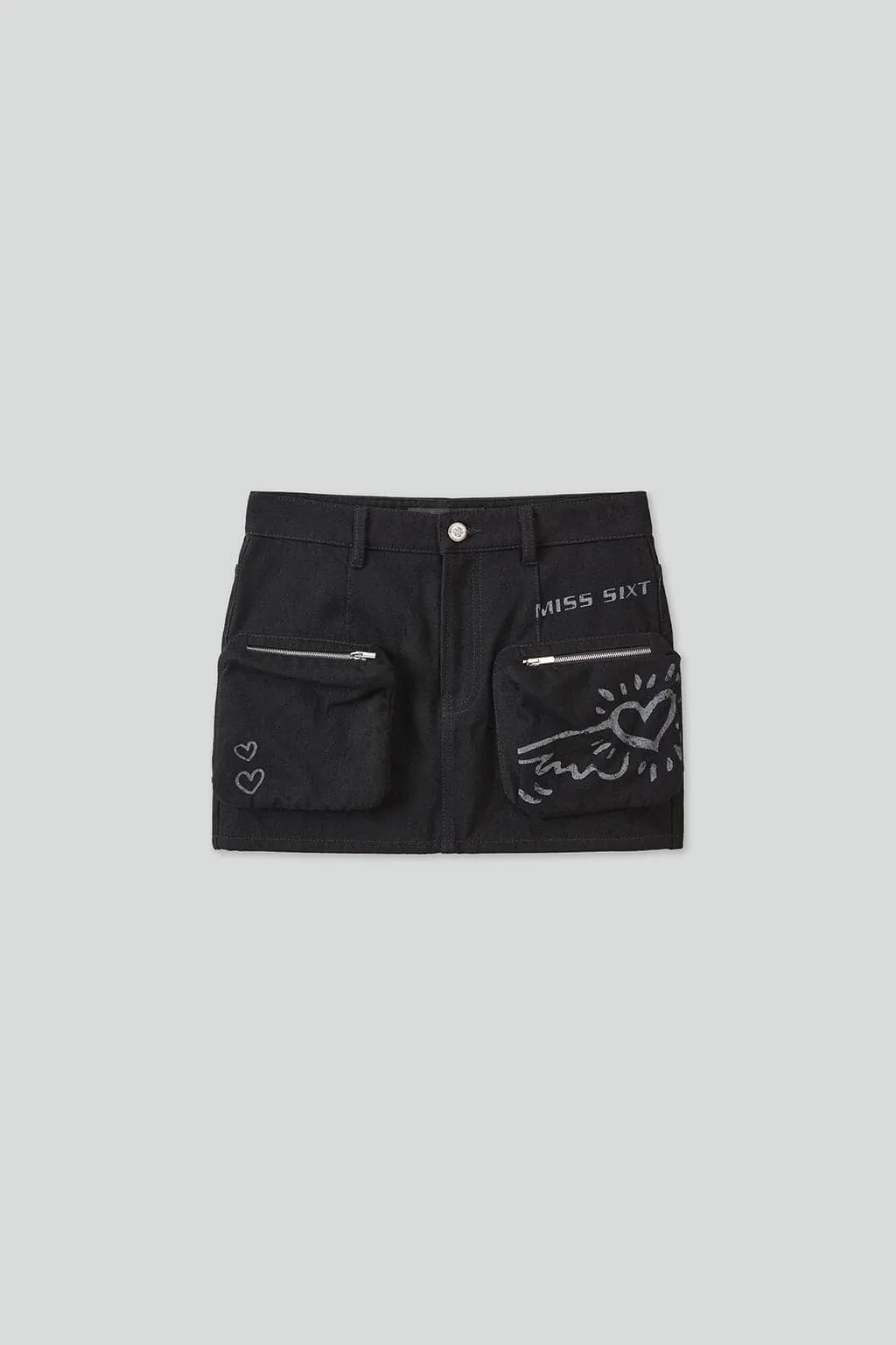 Miss Sixty X Keith Haring Capsule Collection Cargo Style Denim Skirt With Pockets