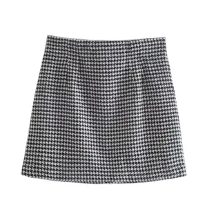 Pre Order:  Houndstooth Print Slim Mini Skirt