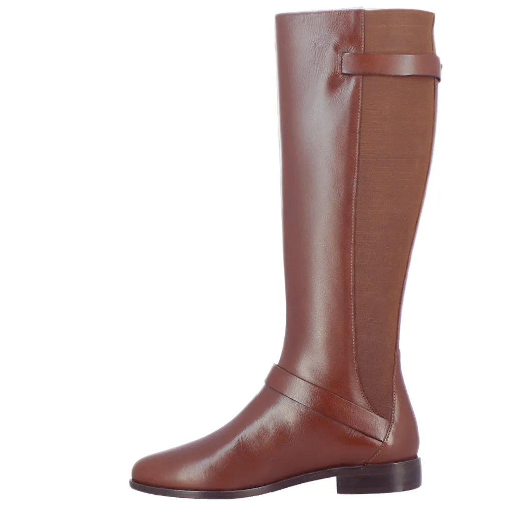 Saint Delores Cuoio Crust Leather Buckle Decor Knee High Boots