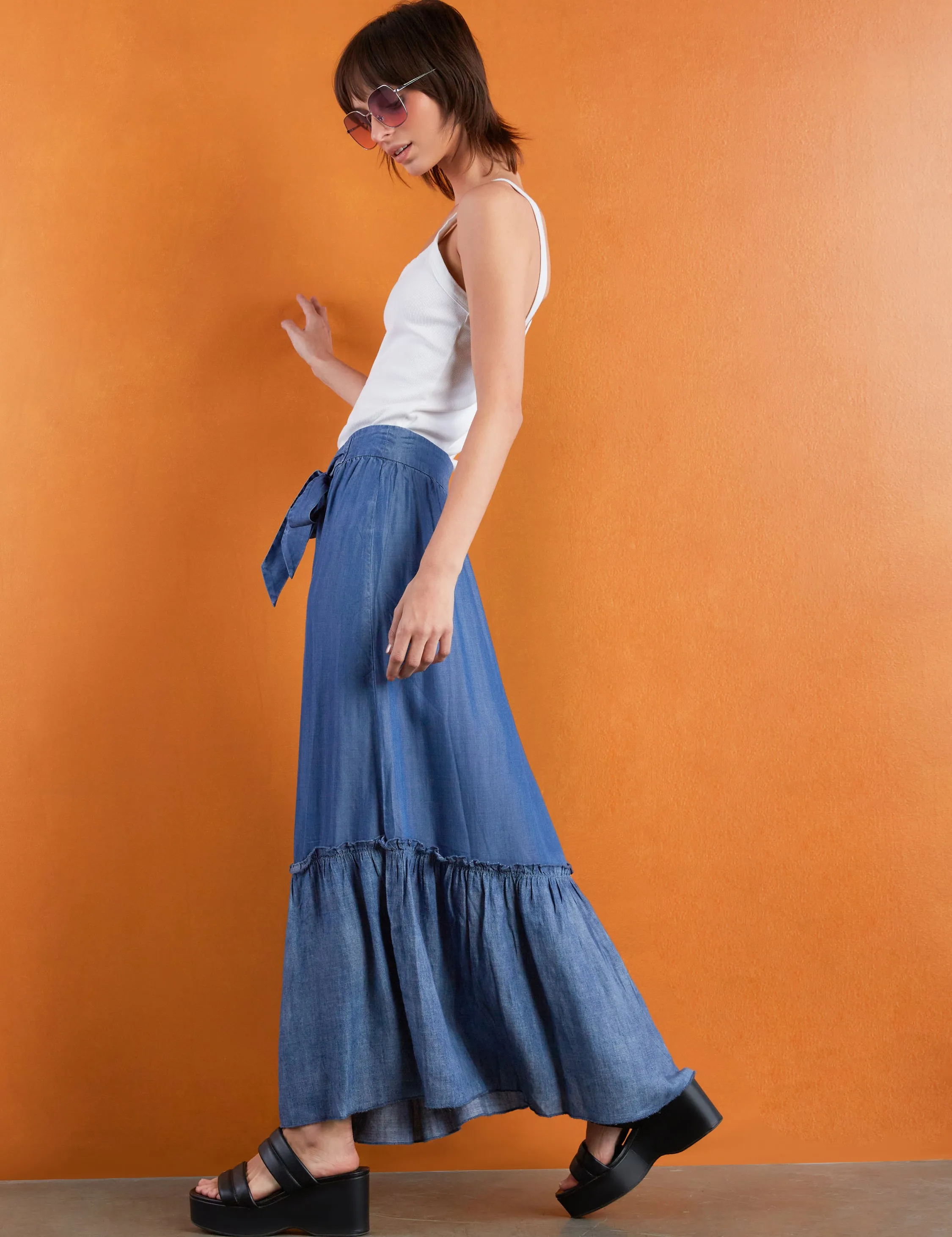 Soft Denim Maxi Skirt