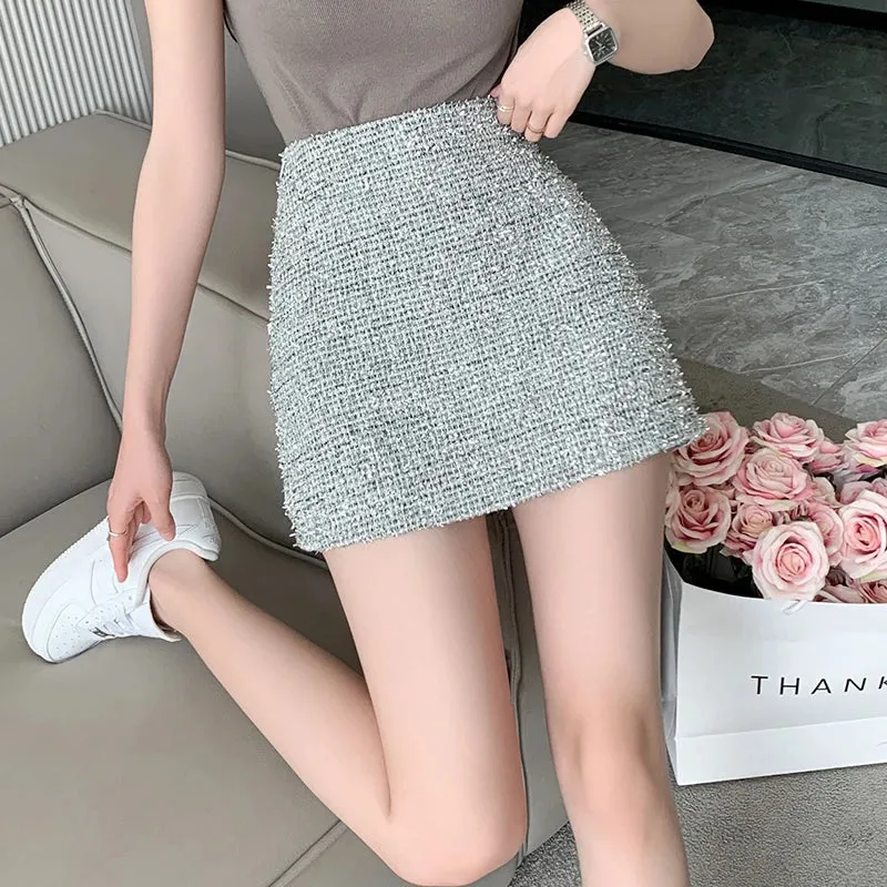 Solid Color A-line Chic Slim Women's Mini Skirts Summer High Waist Slight Stretch Slim Fashion Female Skirts Party Club