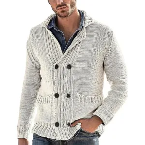 Wiaofellas  -  Men's Winter Knit Cardigan Jacket Luxury Button-down Sweater Fashion Long Sleeve Solid Color Streetwear Leisure Warmth Coats