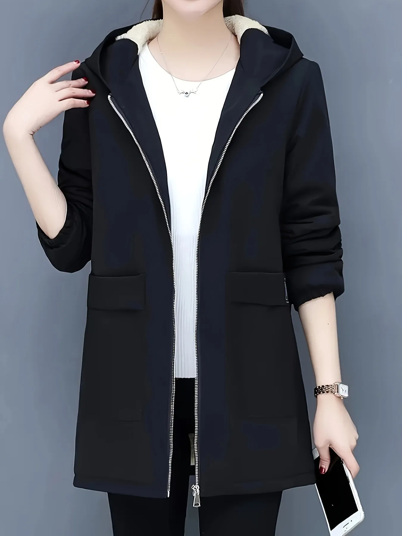 Women's Casual Warm Hooded Winter Jacket with Faux Fur Lining | Ideal for Autumn/Winter