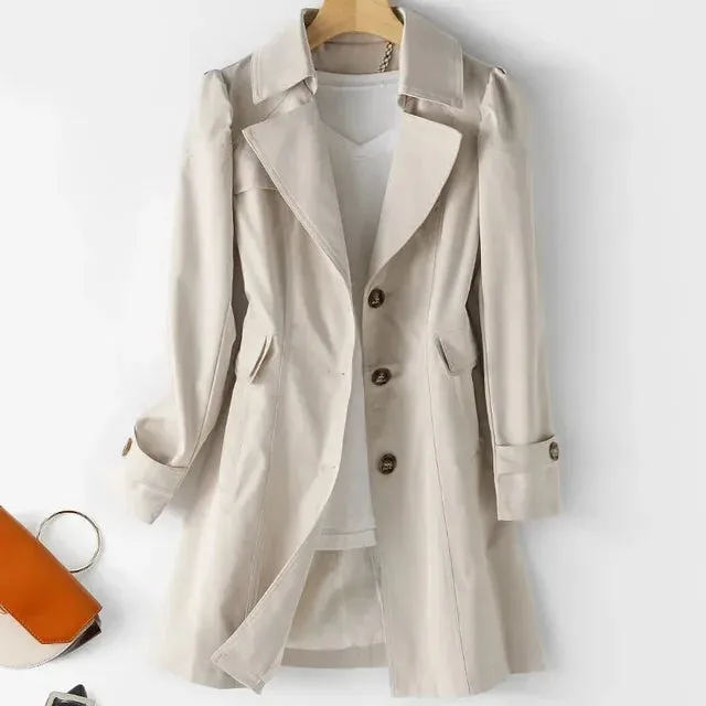 Women's Elegant Mid-length Trench Coat | Ideal for Autumn/Winter