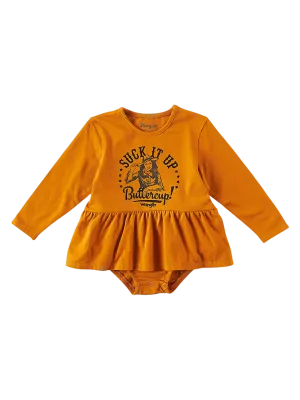 Wrangler Girl's Long Sleeve Suck It Up Buttercup Graphic Bodysuit